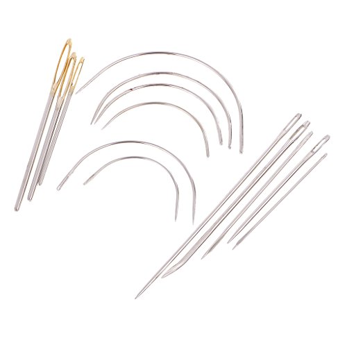 Kit de agulhas de costura Homyl com 14 peças sortidas de aço para estofamento de lona de couro para