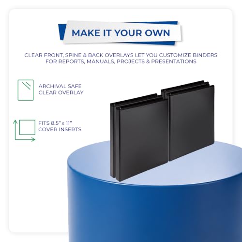 Image of Samsill Durable 0.5 inch 3 Ring Binder, D Ring Binder, 100% Recycled Chipboard, Black, 4 Pack