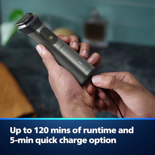 Philips India's No.1 Men's Trimmer| Patented Twin Trim Blades I Precision Trimming, 13-in-1 Modern Man Kit -Face, Body & Private Parts I 3 Year Warranty I120Min Runtime I 5 min Quick Charge MG7920/65 (Image - 6)