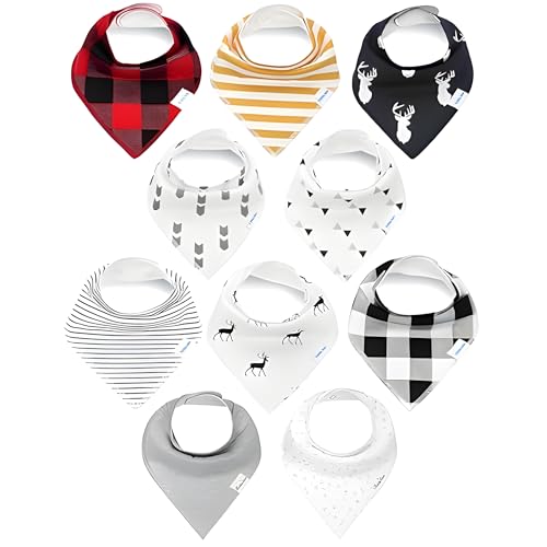 Image of KiddyStar Soft Unisex Organic Cotton Baby Bandana Bibs, Teething Bibs, Drooling Bibs, Toddlers Bibs, Burp Cloths