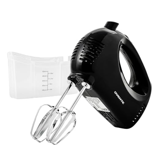 Ovente Portable 5 Speed Mixing Electric Hand Mixer with Stainless Steel Whisk Beater Attachments & Snap Storage Case, Compact Lightweight 150 Watt Powerful Blender for Baking & Cooking, Black HM151B