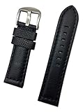 NewLife 24mm Black Leather Watchband Compatible with Panerai Watch | Solid, Soft, Smooth, Light Padd