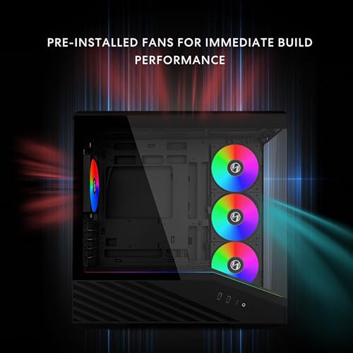 Image of Lian Li Vector V100 MINI Micro Form Factor Compact PC Case -Black(V100RMIX) | Pre-install 4 x 120mm ARGB PWM Fans, Panoramic Tempered Glass, Support Backet-Connect Micro-ATX, 415mm GPU, 360mm Radiator