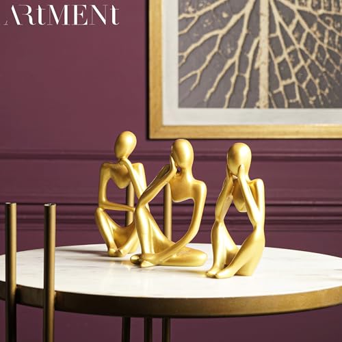 Image of The Artment your artistic apartment Decorative Set of 3 Abstract Thought Thinker Accent Resin Showpiece Figurine for Table Decor, Living Room, Office /Home Decor (Gold)
