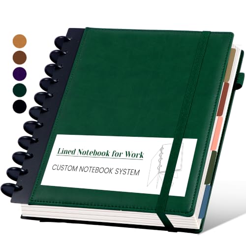 Cuaderno de 5 materias Flying Eagle de piel recargable verde con separadores para notas