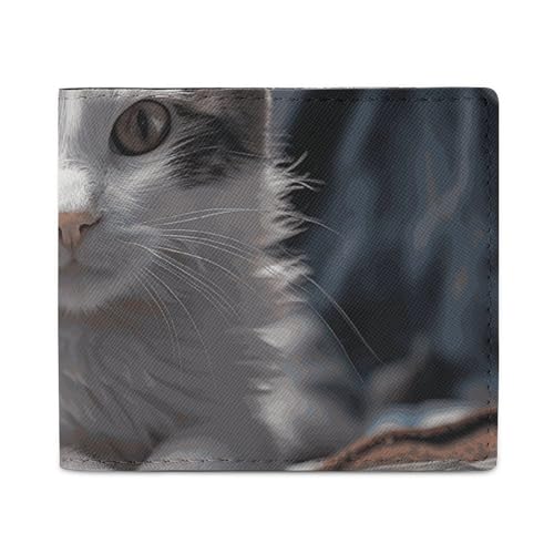 Wallet Card Case Coin Purse Mens Cat on Mattress Printed Wallet for Everyday Use And Fits in Any Pocket with Ease, style, One size