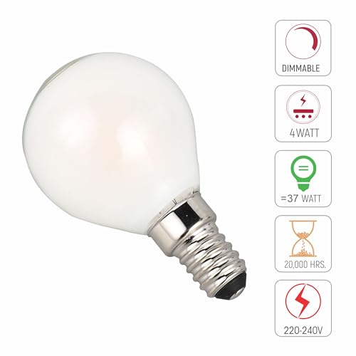 TEKLED® P45 Golf Ball DIMMABLE Filament LED Bulbs, 2700k - Warm White, 37 Watt / E14 (SES) - Image 3