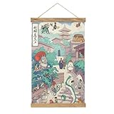 Anime Poster Wall Wood Frame Canvas Poster Wall Art Bedroom Hanging Scroll Ornament Decor 13x20 in