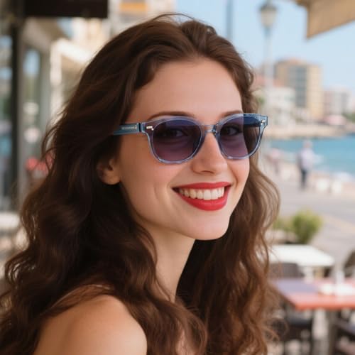 Round Frame Womens Sunglasses Lightweight Resin Frame PC Lens UV Protection Stylish Design