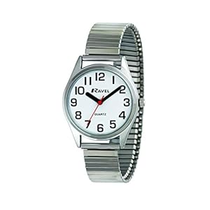 Ravel – Unisex Super Bold Sight Aid Watch with Big Numbers on Stainless Steel Expander Bracelet