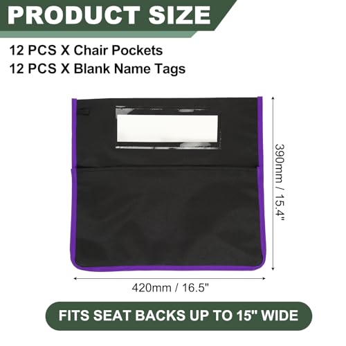 Poche de chaise violette PATIKIL lot de 6 rangements scolaires 42x39 cm - 3