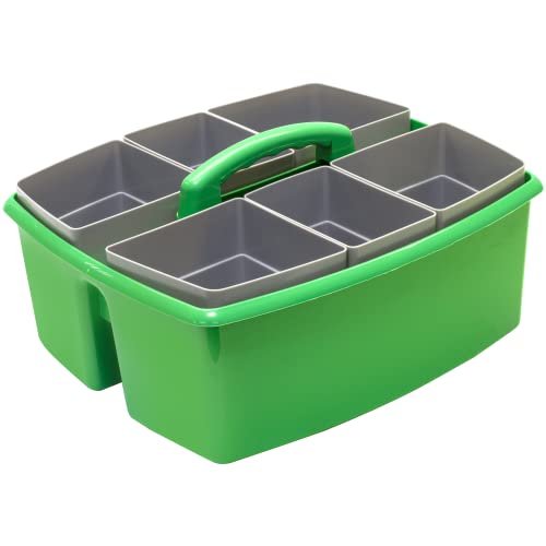 Image of Storex Large Classroom Craft Caddy with Cups, 13 x 11 x 6.575 Inches, Green, Case of 2 (00983A02C)