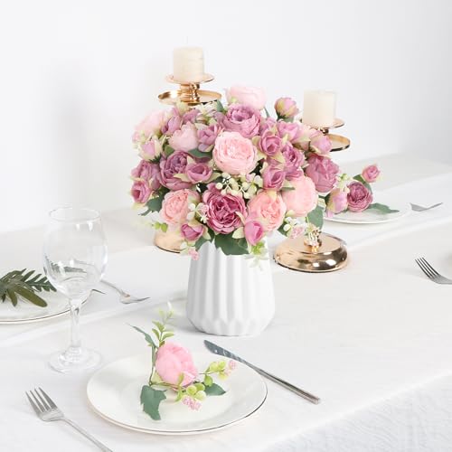 Peonies Artificial Flowers, Fake Flowers Pink Peonies Faux Flowers Vintage Artificial Silk Flower Peonies Bouquets Floral Arrangements Home Wedding Party Coffee Table Decor (Mixed  image 7