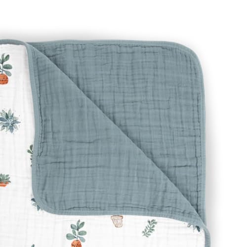 Image of Little Unicorn Muslin Quilt Blanket | 100% Cotton Soft Multi-Layered Muslin Fabric | Toddler & Baby Blanket | 47 inchx47 inch | for Nursery, Crib, Shower Gifts (Prickle Pots)