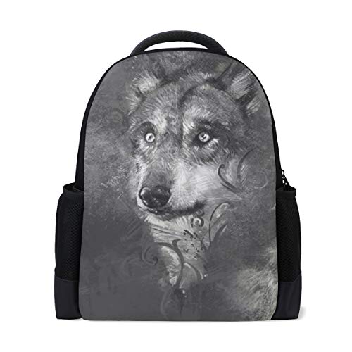 Preisvergleich Produktbild Schulrucksack Bookbag Daypack Animal Wolfs Art Waterproof für Mittelschulreisen Mädchen Jungen