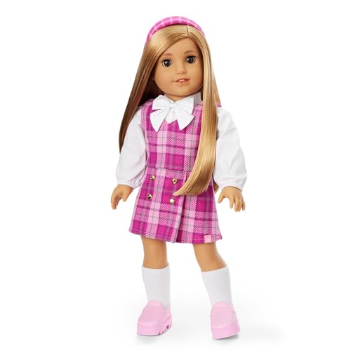 Image of Bundle of American Girl, Truly Me 18-inch Doll #131 with Brown Eyes, Straight Blonde Hair, Light-to-Medium Skin, for Ages 6+ + Truly Me 18-inch Doll Outfit, Pink & Preppy Outfit, for Ages 6+