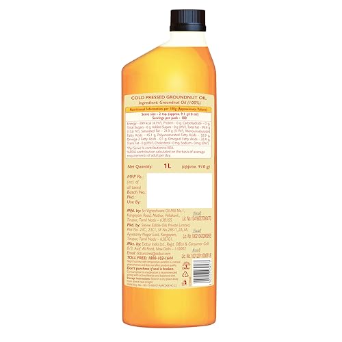 Image of Dabur Pure & Unrefined Cold Pressed Groundnut Oil | 1L | Naturally Cholesterol Free | 1L | Rich Aroma & Flavour of Authentic Groundnuts | Contains Natural Antioxidants | Finest Quality Groundnuts | Naturally Rich in Unsaturated Fats