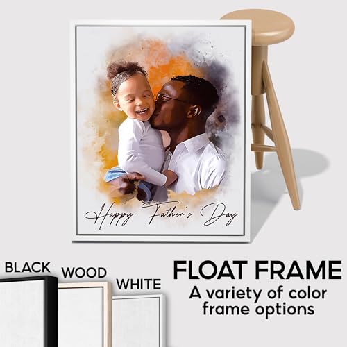 Custom Watercolor Painting from Photo for Dad, Customized Canvas Portraits from Photo for Papa Grandpa, Personalized Picture Wall Art for Fathers Day, Fathers Day Canvas Gifts From Daughter Son