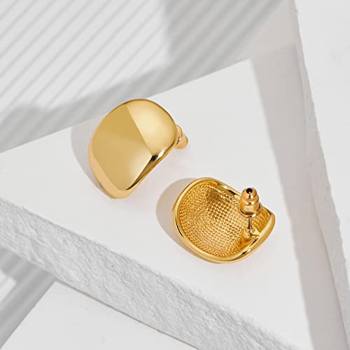 MUYAN Chunky Thick Earrings for Women,Gold Silver Polished Earrings Lightweight Everyday Jewelry3