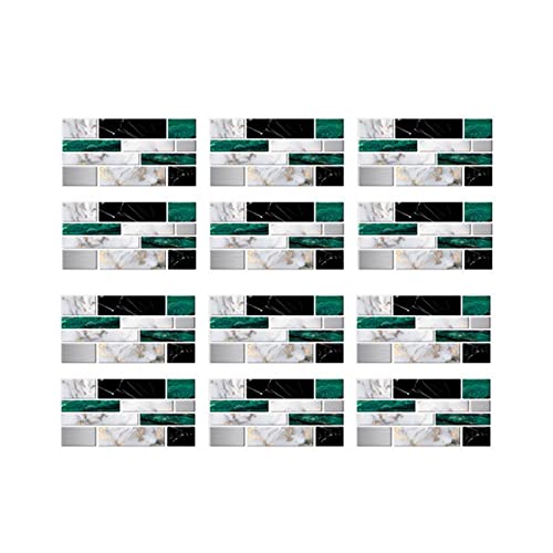 12 STÜCK Selbstklebende 3D-Fliesenaufkleber Küche Badezimmer Wandaufkleber Dekor Home Hintergrund Dekoration Marmorfliesenaufkleber 10x20cm,D Cover