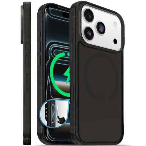 Image of OtterBox iPhone 17 Pro - Symmetry Series Slim MagSafe Case - Black Mist | 3X Military Drop Protection - Slim Pocket-Friendly - Raised Edges - Anchor Points - Camera Control - Non-Retail Packaging