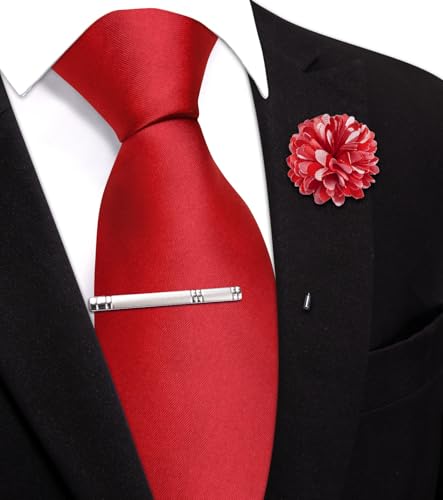 Image of Hi-Tie Pretied Boys Ties Solid Color Kids Adjustable Necktie Lapel Pin Clip Set Age 8-12 Wedding School Graduation