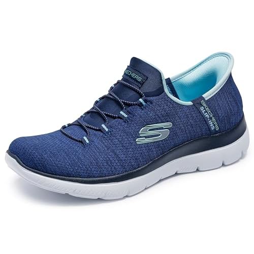 Skechers Women's Summits - Everyday Set Hands Free Slip-ins Sneakers, Navy/Aqua, 8