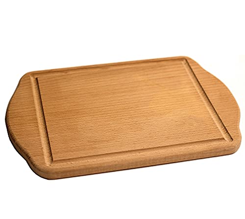 ECOSALL Mini Cutting Board With Handles and Juice Groove 12-inch, Reversible Small Wooden Cutting Board, European Solid Wood Serving Board, Bar, Chopping Board for Meat, Fruits, Vegies, Cheese