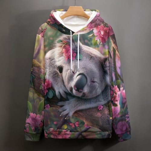 Sweat à capuche koala rose confortable contre le froid en taille S