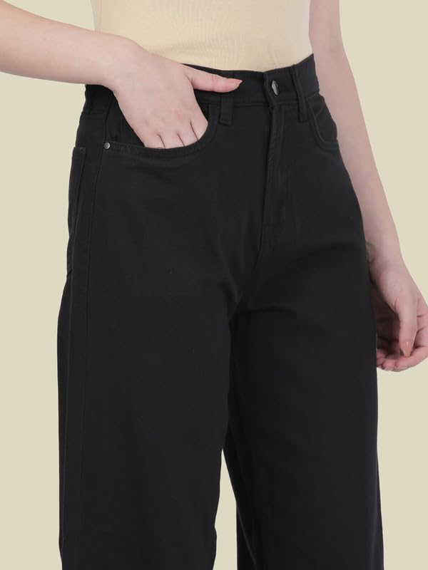 Image of GO COLORS Soft Cotton-Tencel Blend Twill Wide Pants Full Length for Women| Breathable, High Rise