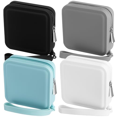 Kathfly 4 Pcs Multicolor Mini Waterproof Makeup Bag Pouch for Purse Hair Tie Organizer Travel Silicone Bobby Pin Holder Portable Small Cosmetic Bag Coin Purse for Women Accessories Small Items