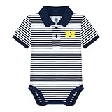 University of Michigan Wolverines Block M Newborn Striped Polo Bodysuit Navy 0-3 Months