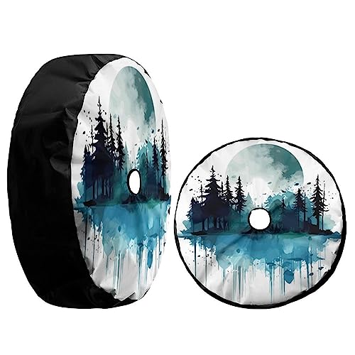 Image of Delerain Spare Tire Cover with Backup Camera Hole Mountain Landscapes Wheel Covers Waterproof Dust-Proof UV Sun Universal Fit for Trailer RV SUV Truck (17 Inch for Diameter 31 inch-33 inch)