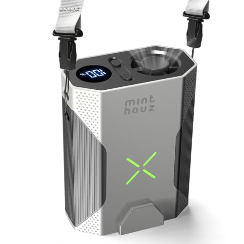 Minthouz Portable Fan, Hands-Free Waist & Neck Fan with Turbo Airflow, 100-Speed Adjustment, USB-C Fast Charging, 4500mAh Battery for Summer Hiking, Cycling, Workout, Outdoor Activities & Jogging