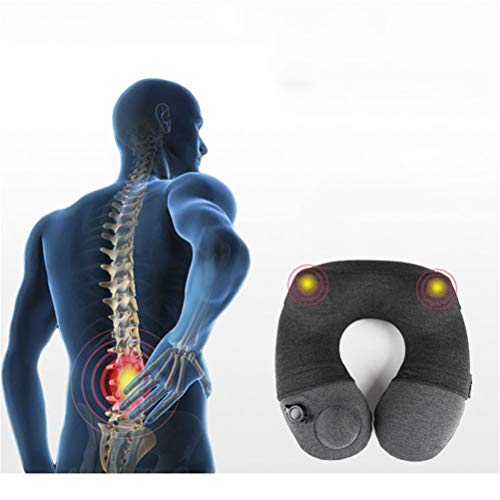 Gaofan Press The Inflatable Neck Pillow,Travel The Aircraft Neck U-Shaped Pillow, Relieve Cervical Pressure,Grayish Black,31 * 30 * 12Cm #TOP2
