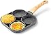 4 kubki nieprzywierająca patelnia, czterootworowa patelnia do omletów Nieprzywierająca forma do smażonych jajek, wielofunkcyjna patelnia do omletów z rączką z drewna, uniwersalne naczynia do kuchenki