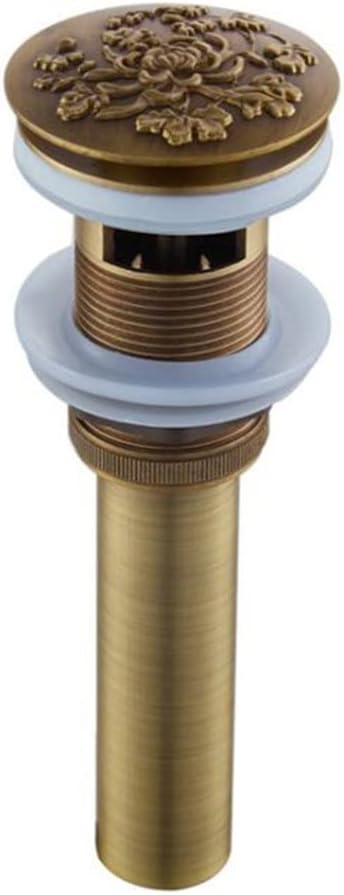 HBJWOV Bathroom Lavatory Basin Sink Up Drain Antique Finish Brass Material Waterlet Vanity Sink Waste Drainer(E)