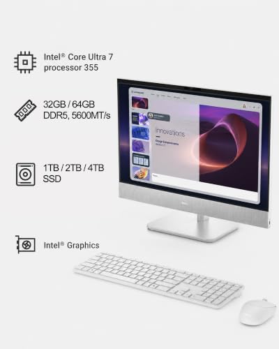 Image of Dell 27 inch All-in-One Desktop Computer Touchscreen Intel Ultra 7 355 Wi-Fi 7