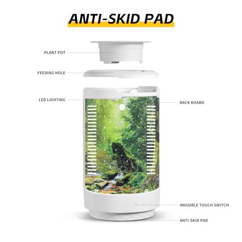 Image of Small Fish Tank 1.2 Gallon Aquarium Starter Kit Desktop Mini Fish Bowl Small Betta Fish Tank with Plant Pot (Forest)