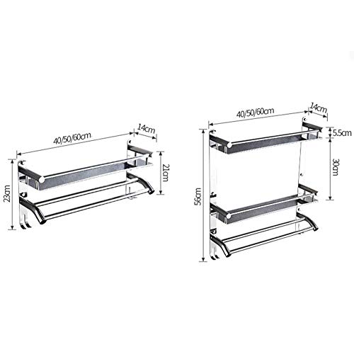 Toallero doble plegable de pared con estante y rieles adicionales de 50cm 3
