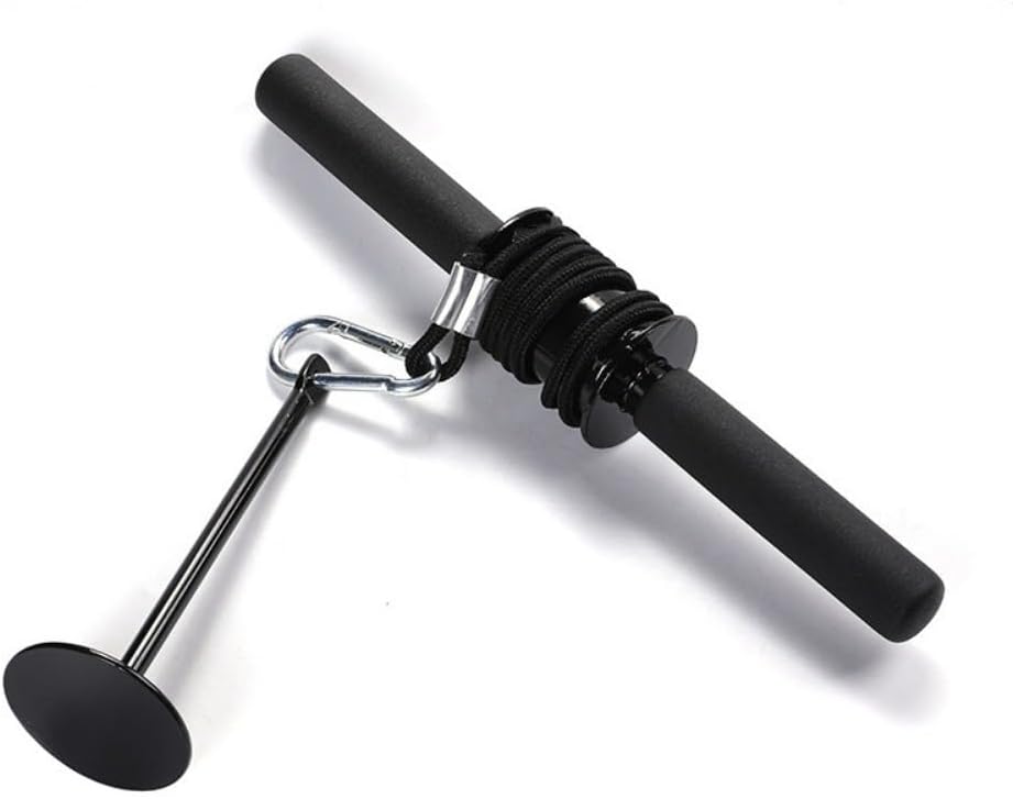 Forearm Wrist Roller with Loading Rod for Grip Training, Black | Forearm Workout Equipment, 8 cm Center Winding Area, Textured Handles, Metal Hook Connector, 120 cm Rope