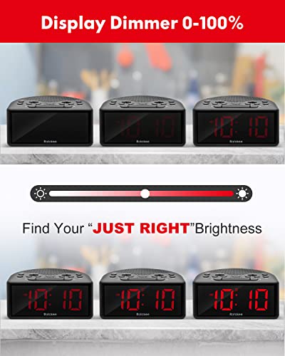 Ratakee Digital Alarm Clock Radio, AM/FM Radio with Preset and Sleep Timer- 1.4” LED Digits with Dimmer, Battery/Outlet Powered for Bedroom
