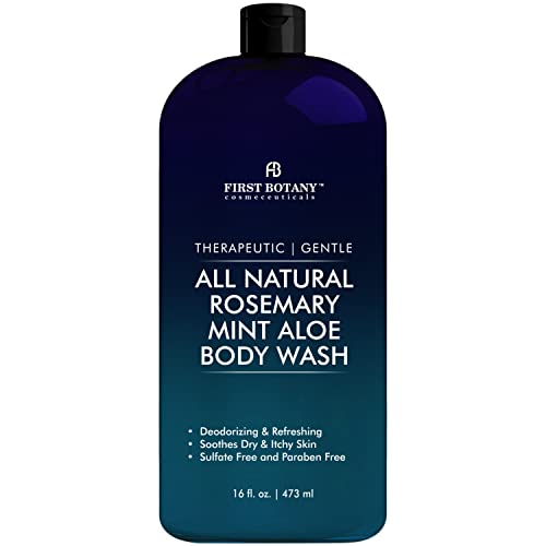 First Botany, ALL Natural Body Wash - Fights Body Odor, Athlete's Foot, Jock Itch, Nail Issues, Dandruff, Acne, Eczema, Shower Gel for Women & Men, Skin Cleanser -16 fl oz (Tea Tree Eucalyptus)