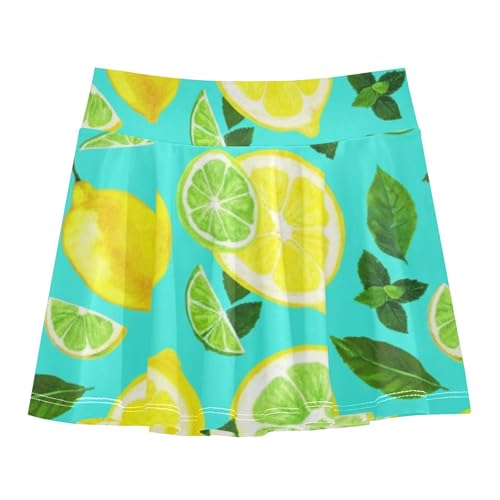 Cheer Girls' Shorts Athletic Skorts Tennis Skirts Toddler Teen Skirt Lemons Limes Green Leaves Mint 4t