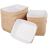 CHUEHKAK 100 Cuencos de Cartón Kraft 16x11x4cm - Resistentes al Aceite y Agua - Para Patatas Fritas, Aperitivos, Salchichas Curry, Nachos - Apto Microondas