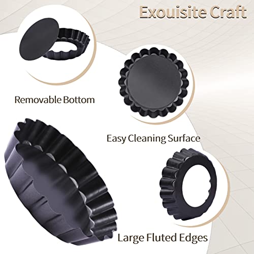 5Inch Mini Tart Pan Set Of 6,Non-Stick Carbon Steel Quiche Pan,Mini Tart Pans Set With Removable Bottom,Pie Tart Pans With Fluted Sides,Egg Tart Mold Reusable For Oven Baking,Dessert Diy (5 Inch 6Pcs) #TOP2