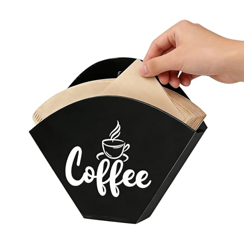 Portafiltro per Caffè, Portafiltro per Caffè In Legno a Forma di Ventaglio, Porta Filtro da Parete, Portatovaglioli da Tavola, Accessori per Macchine da Caffe per Bar, Hotel, Casa, Cucina, Neri