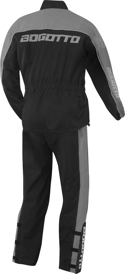 Bogotto Rain Kit Tuta antipioggia della moto a due pezzi, nero/grigio, L