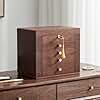 Homruilink Schmuckk&auml;stchen aus Holz, 5-lagiger Schmuckorganizer mit 2 Seitent&uuml;ren, Spiegel und abschlie&szlig;barem Schloss im klassischen Stil &ndash; Geschenk f&uuml;r Frauen