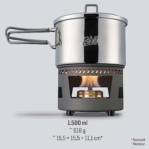 Set de cuisson Esbit en acier inoxydable de qualité supérieure avec réchaud alcool